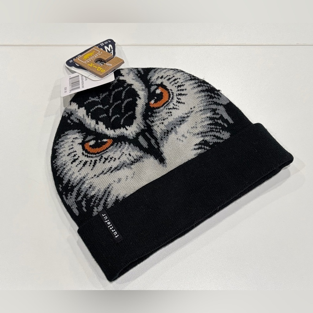 Turtle Fur Claw Beanie Kids Eagle Black Hat 100% Acrylic Soft Cozy Winter NWT